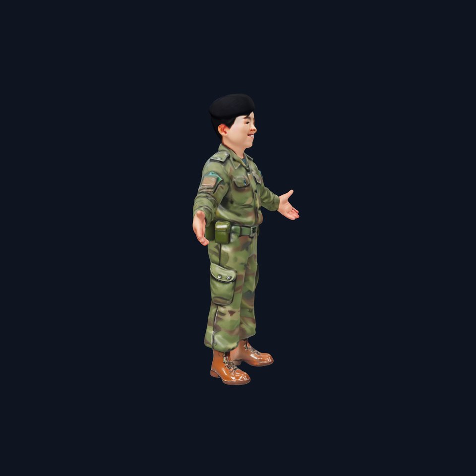 Young Soldier D Character Model  Rigged and Animated